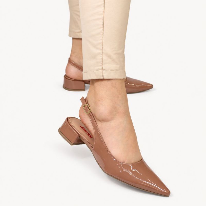 Scarpin Zatta Slingback Salto Baixo Dalila Nude