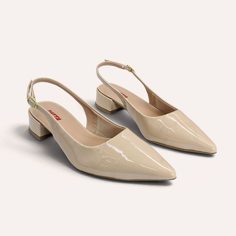 Scarpin Zatta Slingback Salto Baixo Dalila Amendoa