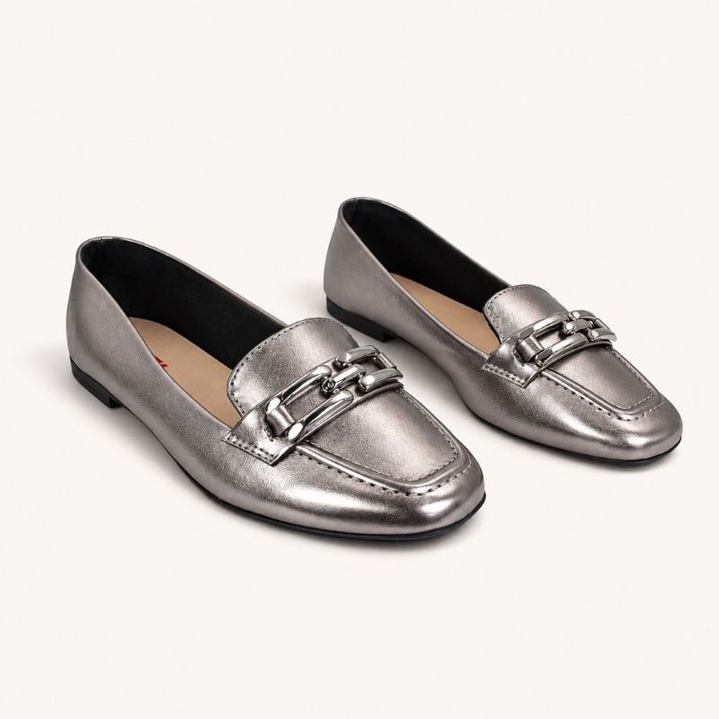 Mocassim Zatta Detalhe de Fivela Sirley Prata Velho
