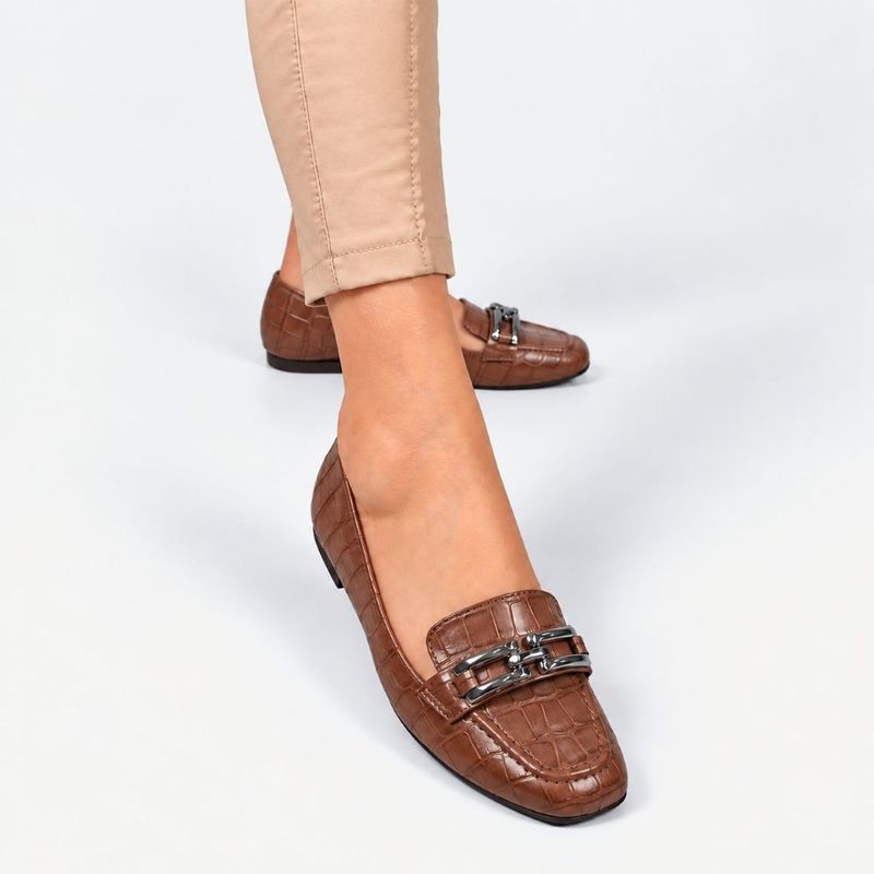 Mocassim Zatta Detalhe de Fivela Sirley Texturizado Marrom