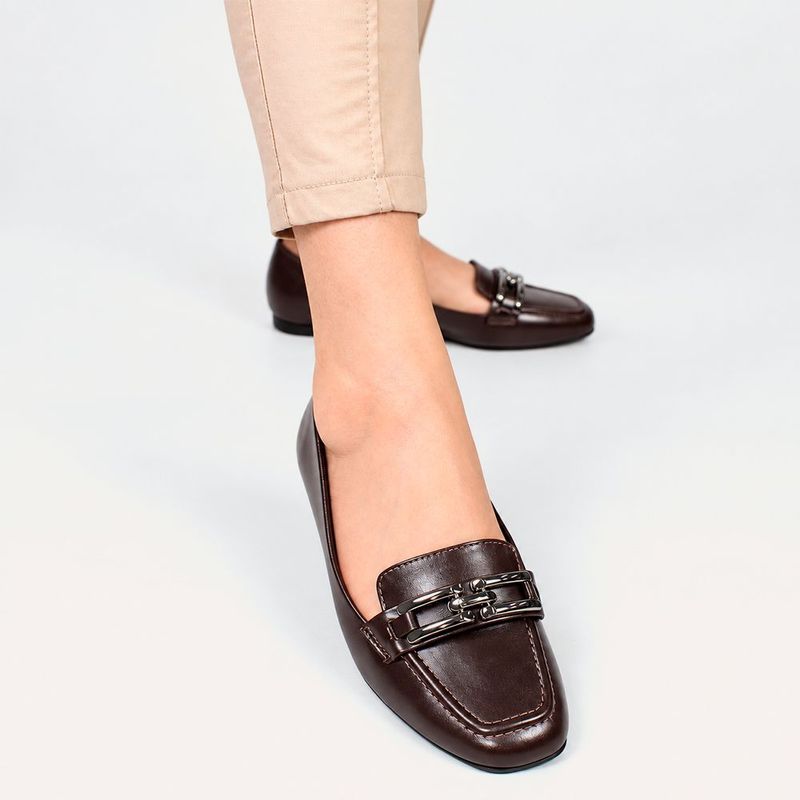 Mocassim Zatta Detalhe de Fivela Sirley Cafe