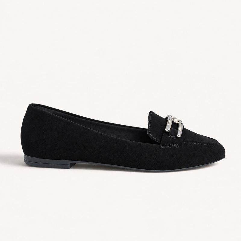 Mocassim Zatta Detalhe de Fivela Sirley Preto Nobuck