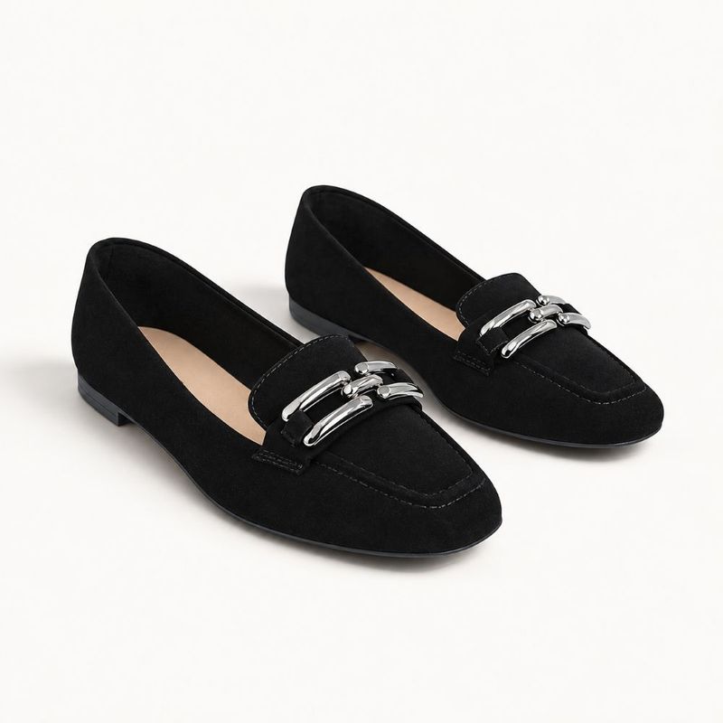 Mocassim Zatta Detalhe de Fivela Sirley Preto Nobuck
