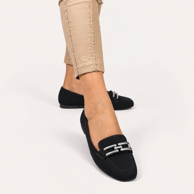 Mocassim Zatta Detalhe de Fivela Sirley Preto Nobuck
