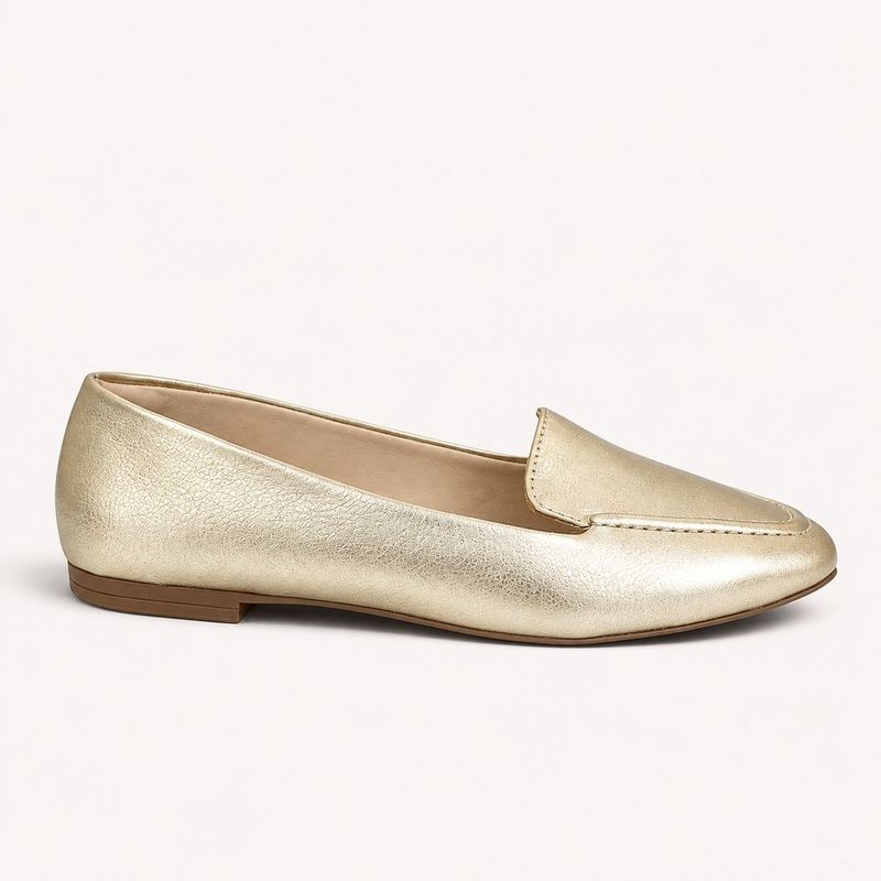 Mocassim Zatta Liso Bico Quadrado Silvana Dourado