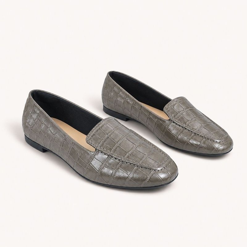 Mocassim Zatta Liso Bico Quadrado Silvana Cinza