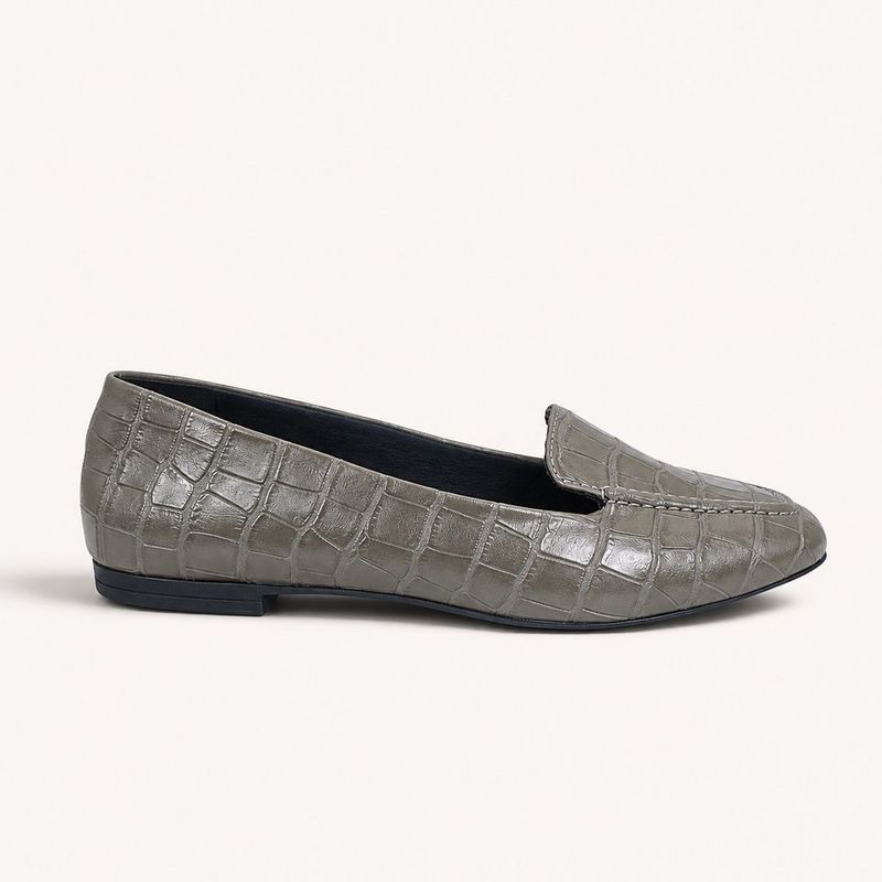 Mocassim Zatta Liso Bico Quadrado Silvana Cinza