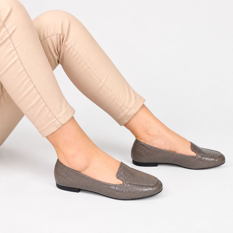 Mocassim Zatta Liso Bico Quadrado Silvana Cinza