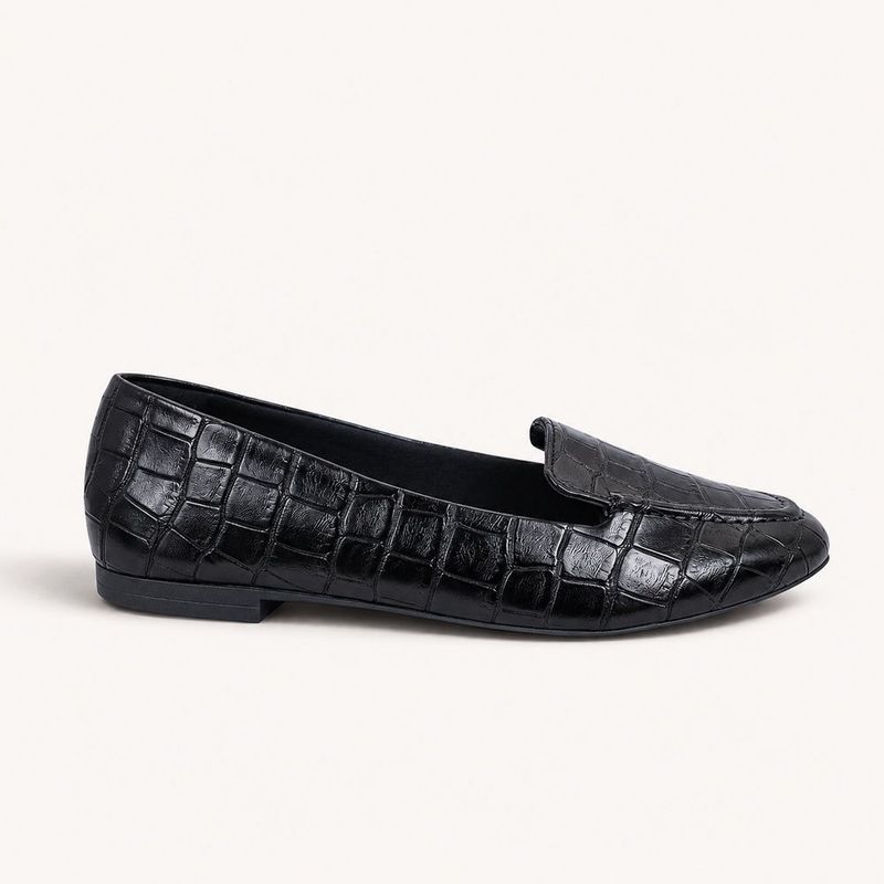 Mocassim Zatta Liso Bico Quadrado Silvana Texturizado Preto