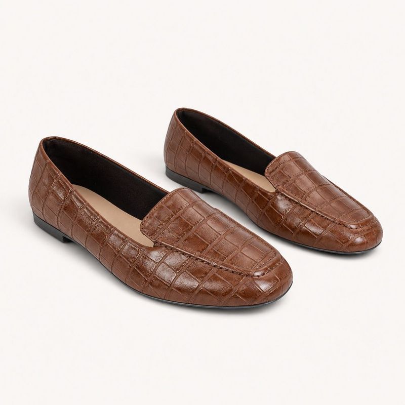 Mocassim Zatta Liso Bico Quadrado Silvana Texturizada Marrom
