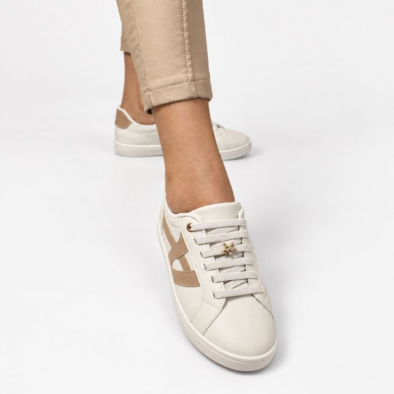 Tênis Zatta Casual  Cadarço de  Elástico Paulina Off White