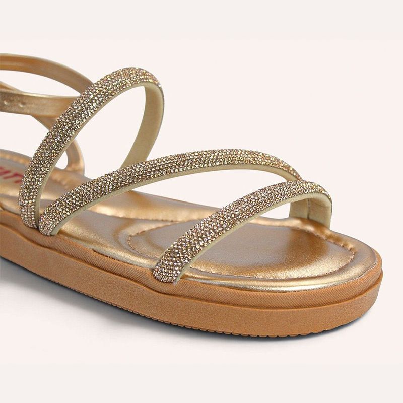 Sandália Papete Zatta Flatform Strass Leona Bronze