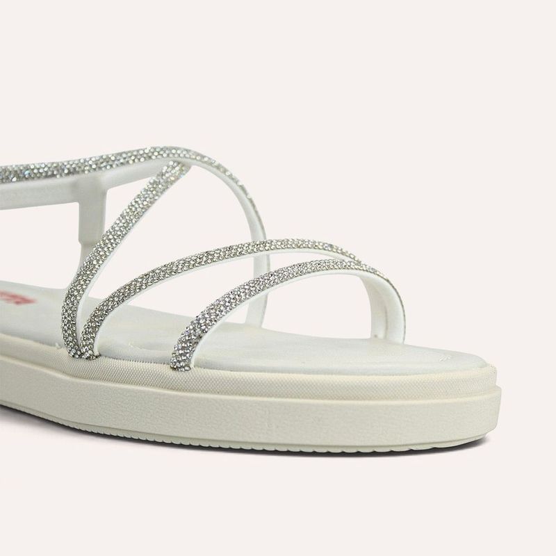 Sandália Papete Zatta  Flat Brilho Luciene Off White