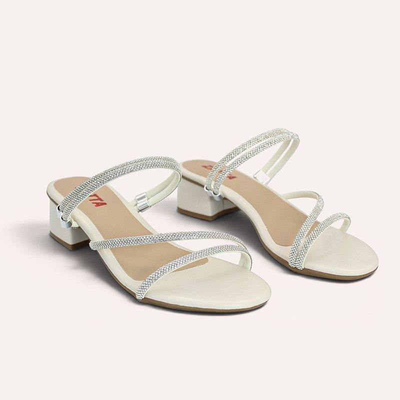 Sandália Zatta Dois em Um Salto Bloco  Sandy Off White