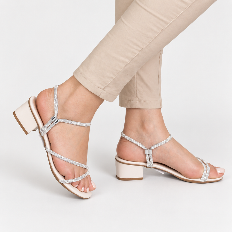 Sandália Zatta Dois em Um Salto Bloco  Sandy Off White