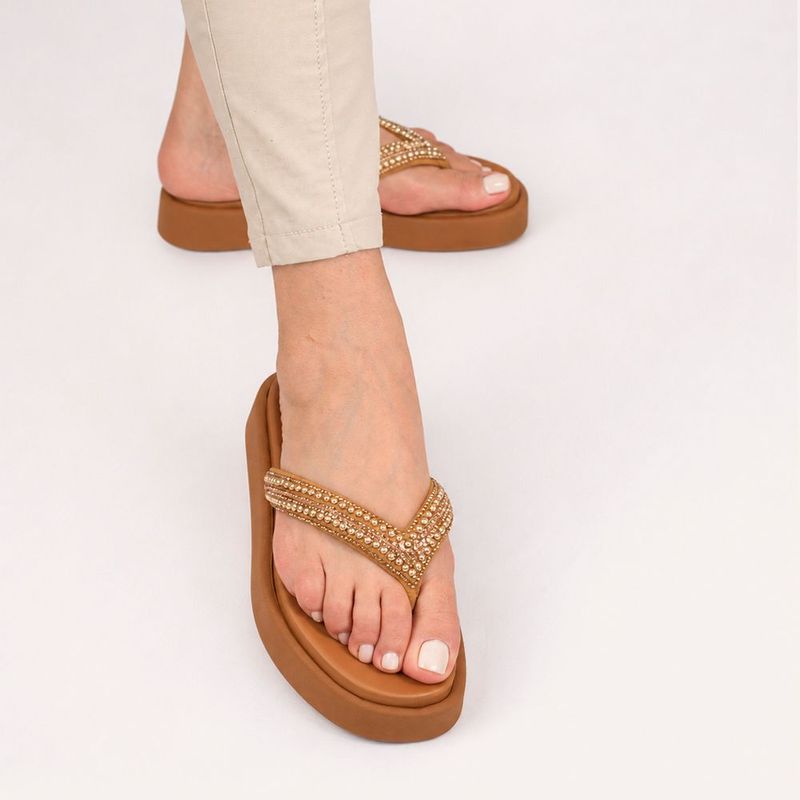 Tamanco Zatta Flatform de Dedo Felicia Caramelo