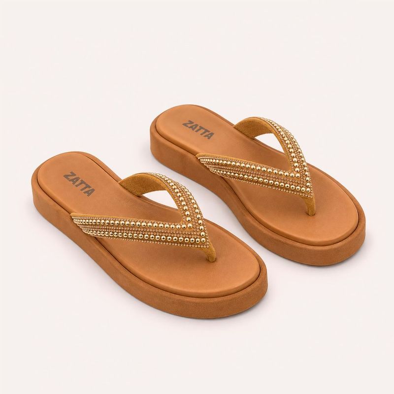 Tamanco Zatta Flatform de Dedo Felicia Caramelo