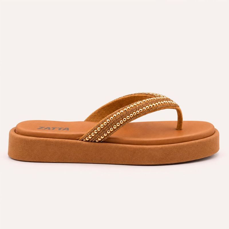 Tamanco Zatta Flatform de Dedo Felicia Caramelo