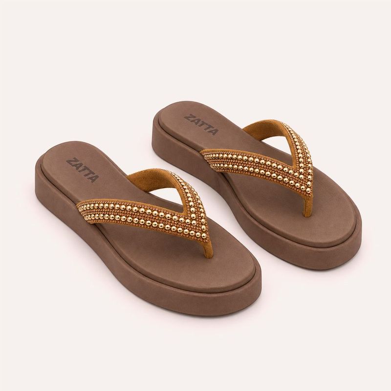 Tamanco Zatta Flatform de Dedo Felicia Marrom