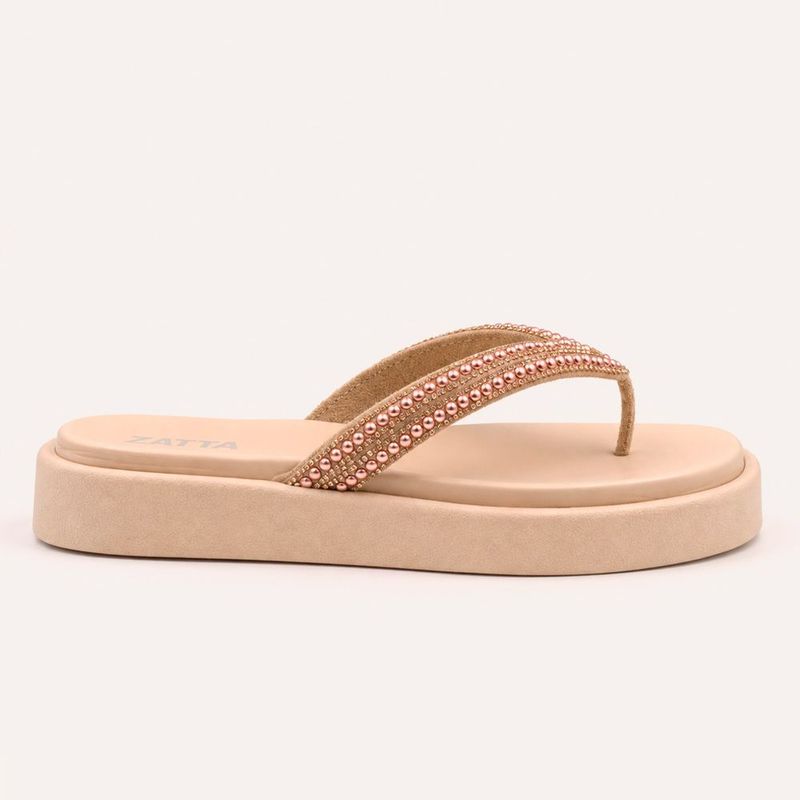 Tamanco Zatta Flatform de Dedo Felicia Amendoa