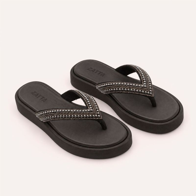 Tamanco Zatta Flatform de Dedo Felicia Preto