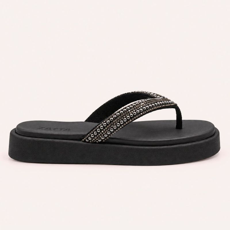 Tamanco Zatta Flatform de Dedo Felicia Preto