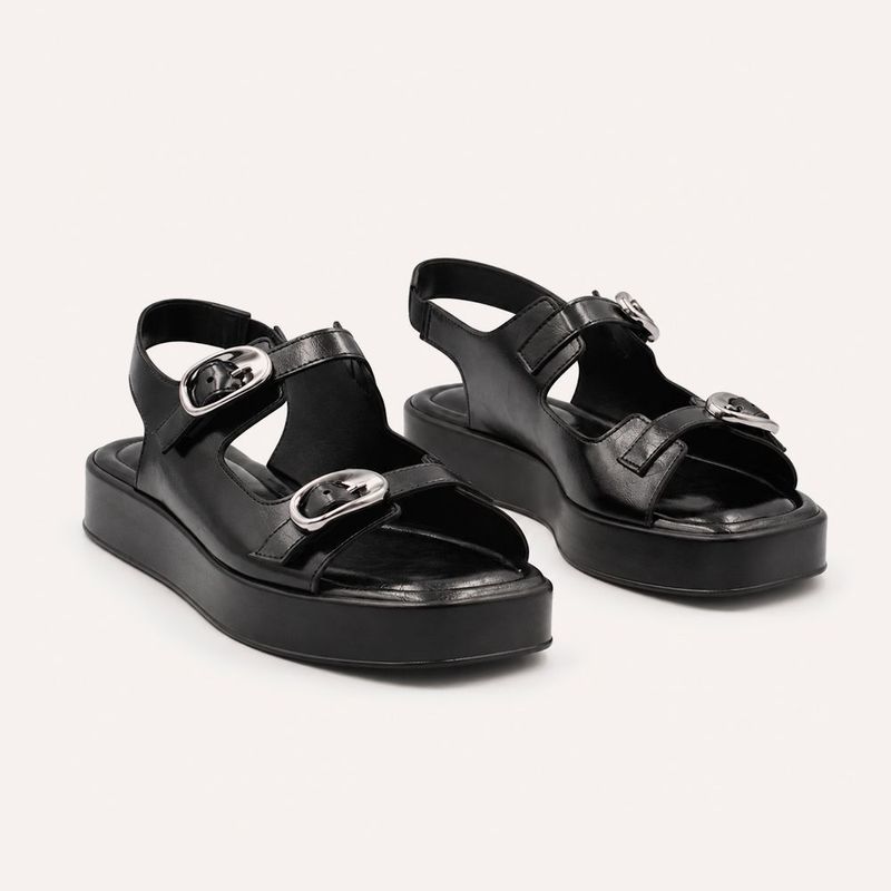 Sandália Zatta Flatform  Fivelas Vitoria Preta