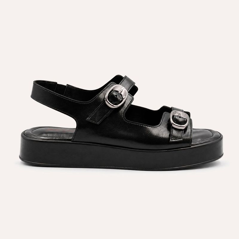 Sandália Zatta Flatform  Fivelas Vitoria Preta