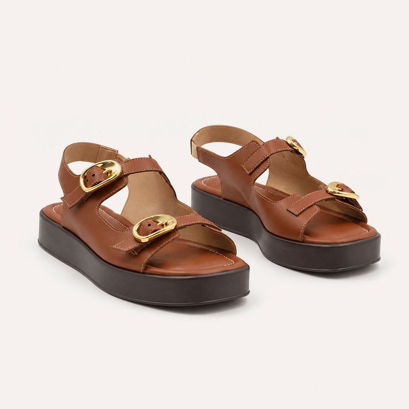 Sandália Zatta Flatform  Fivelas Vitoria Caramelo