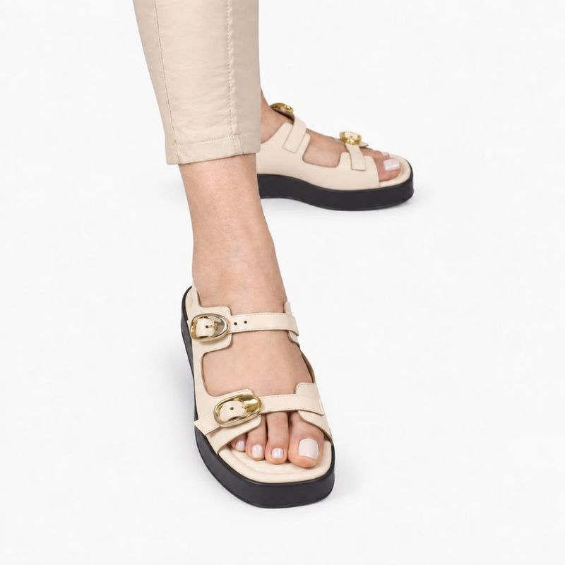 Sandália Zatta Flatform  Fivelas Vitoria Off White