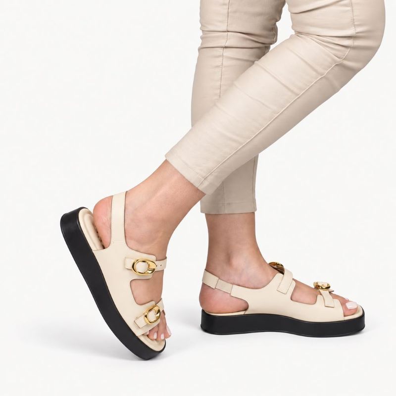Sandália Zatta Flatform  Fivelas Vitoria Off White