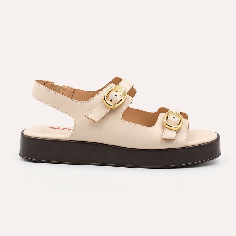 Sandália Zatta Flatform  Fivelas Vitoria Off White