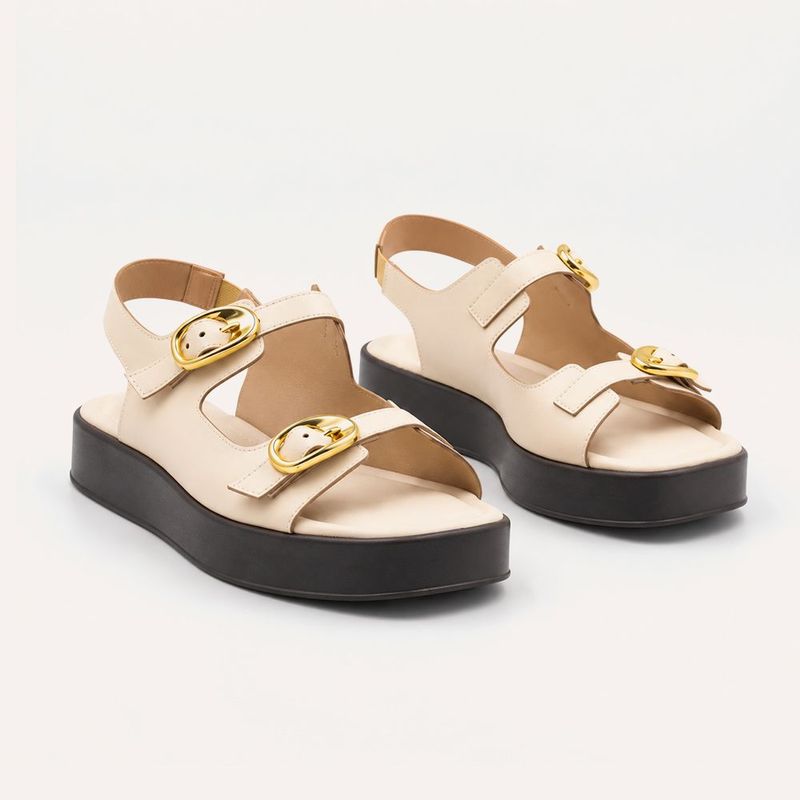 Sandália Zatta Flatform  Fivelas Vitoria Off White
