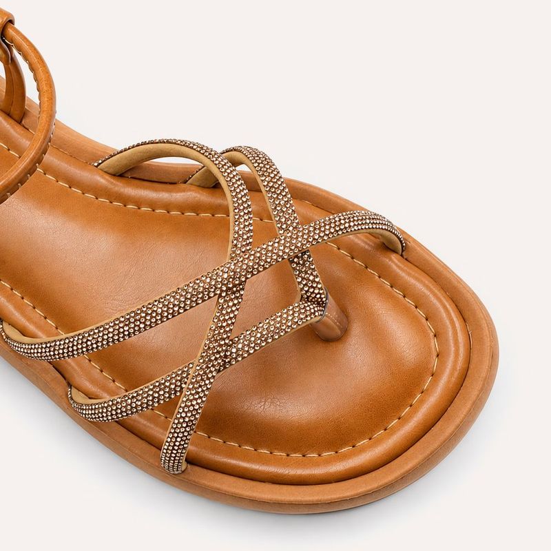 SandáliaPapete Zatta Flatform Strass Açucena Caramelo