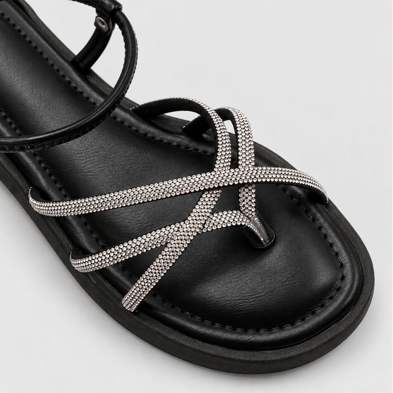 SandáliaPapete Zatta Flatform Strass Açucena Preta