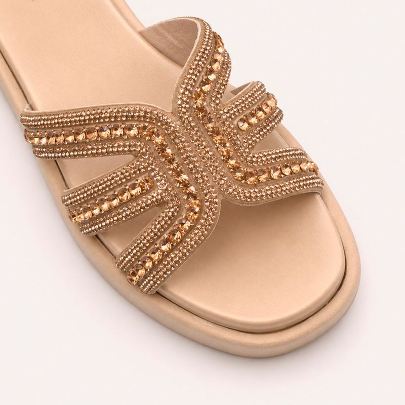 Tamanco Zatta Flatform Pedraria Francine Amendoa