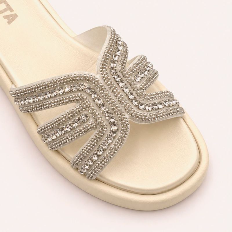 Tamanco Zatta Flatform Pedraria Francine Off White