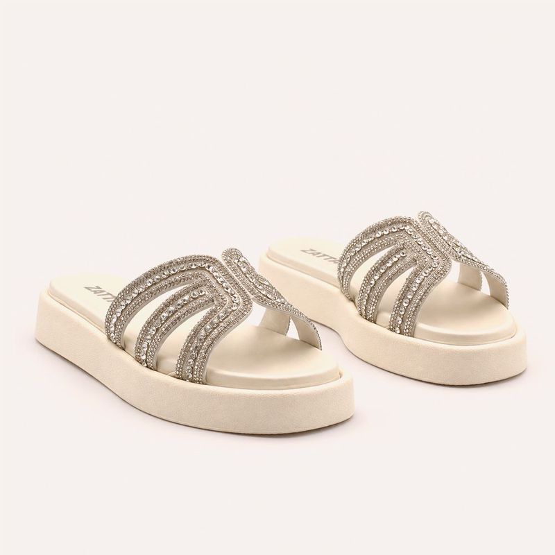 Tamanco Zatta Flatform Pedraria Francine Off White