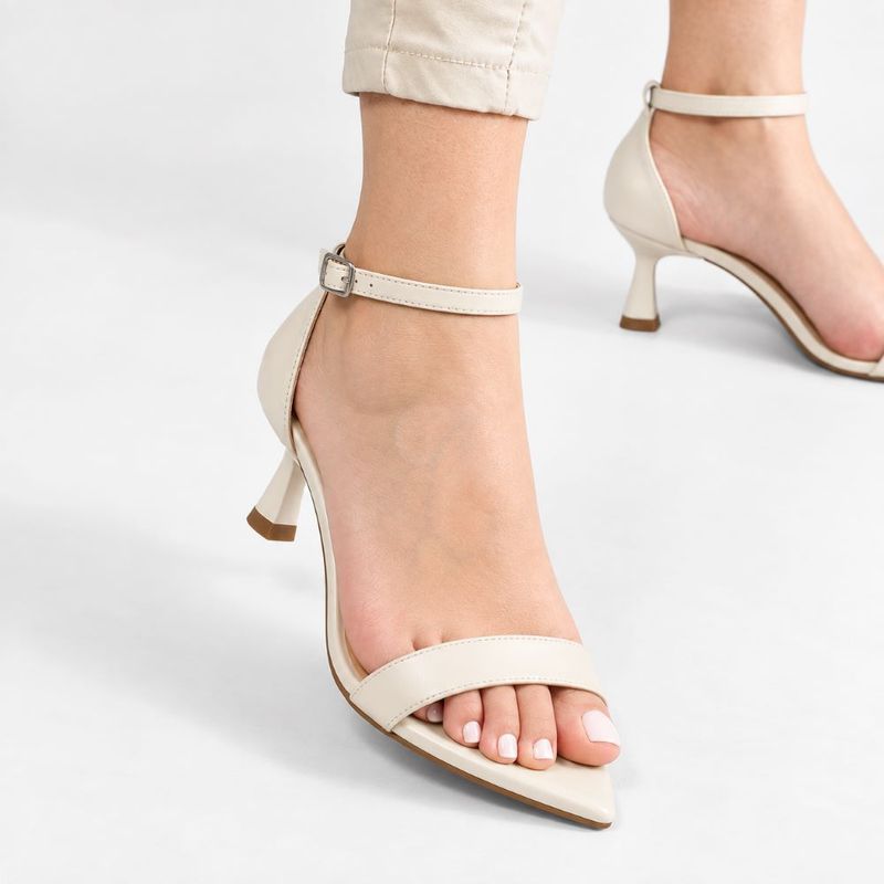 Sandália Zatta Bico Folha Salto Taça Aisha Off White