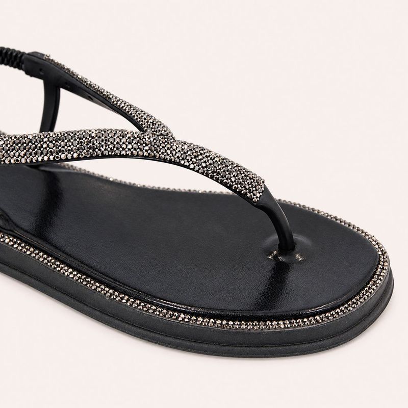 Chinelo Zatta com Strass e Tira Traseira Charlote Preto