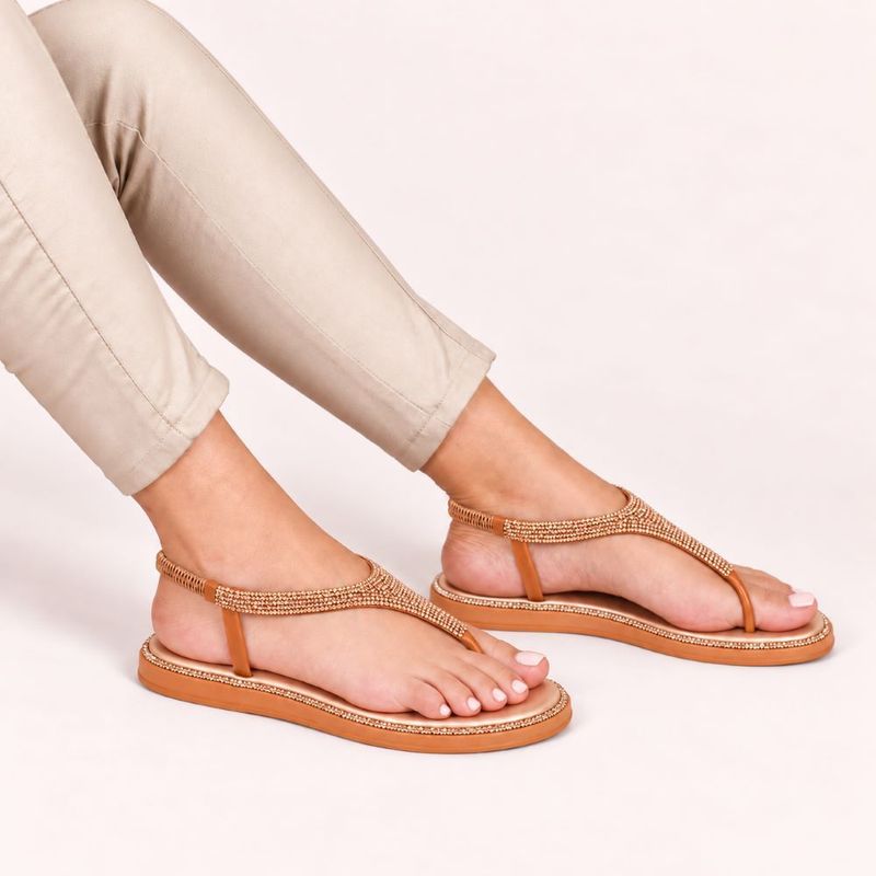 Chinelo Zatta com Strass e Tira Traseira Charlote Cobre