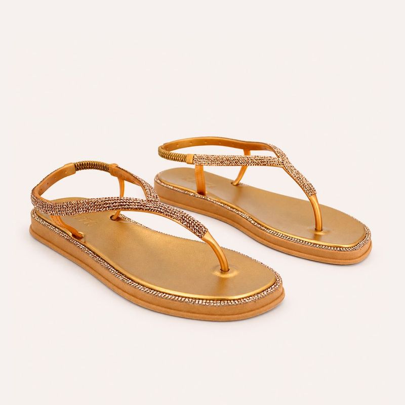 Chinelo Zatta com Strass e Tira Traseira Charlote Bronze