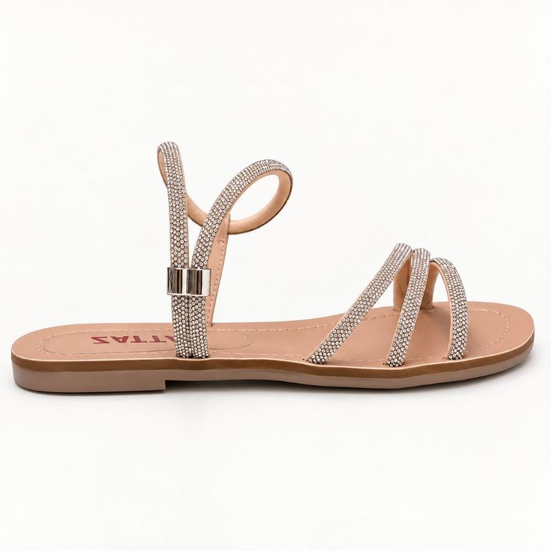 Rasteira Zatta Tiras Strass Noely Nude