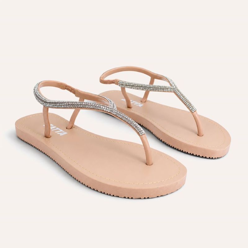 Chinelo Zatta com Strass e Tira Traseira Alana Nude