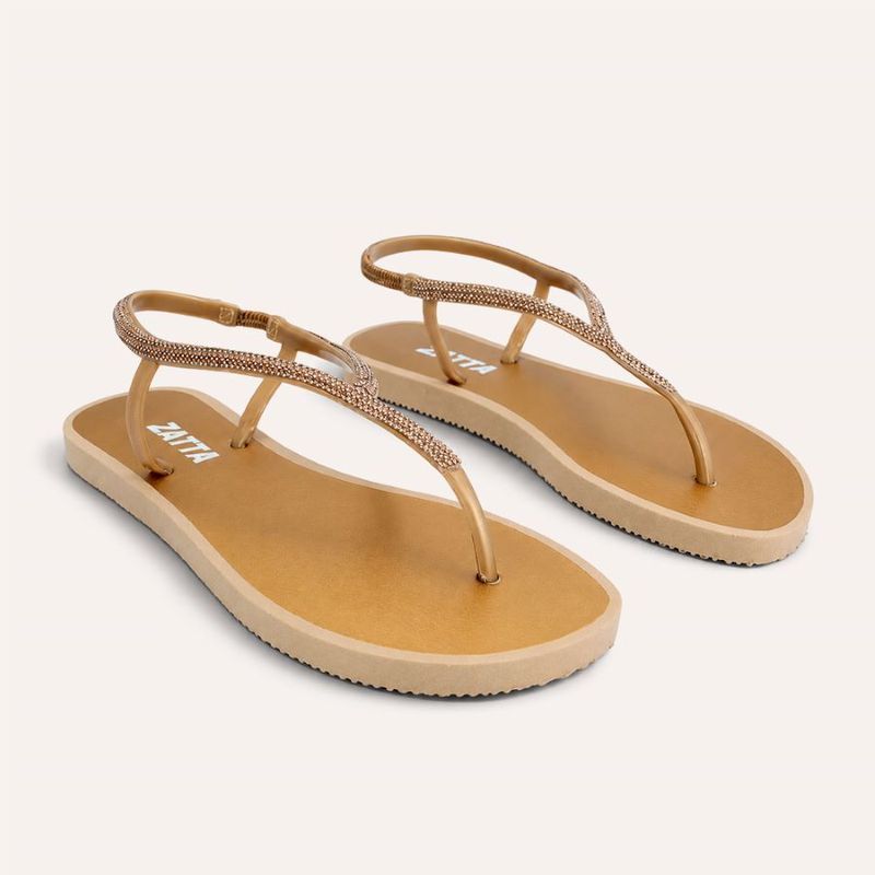 Chinelo Zatta com Strass e Tira Traseira Alana Bronze