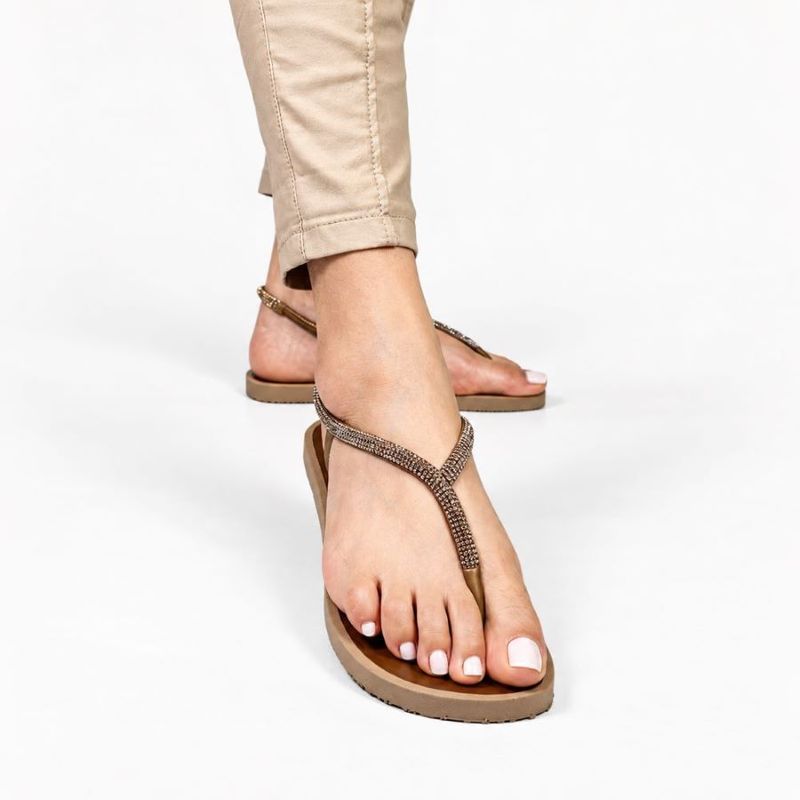 Chinelo Zatta com Strass e Tira Traseira Alana Bronze