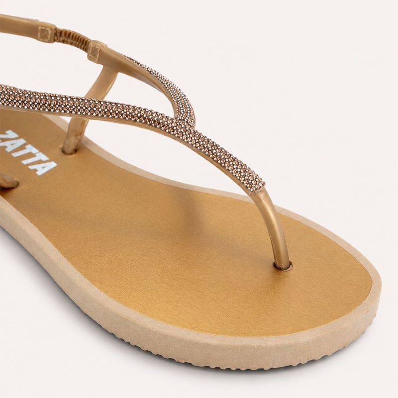 Chinelo Zatta com Strass e Tira Traseira Alana Bronze
