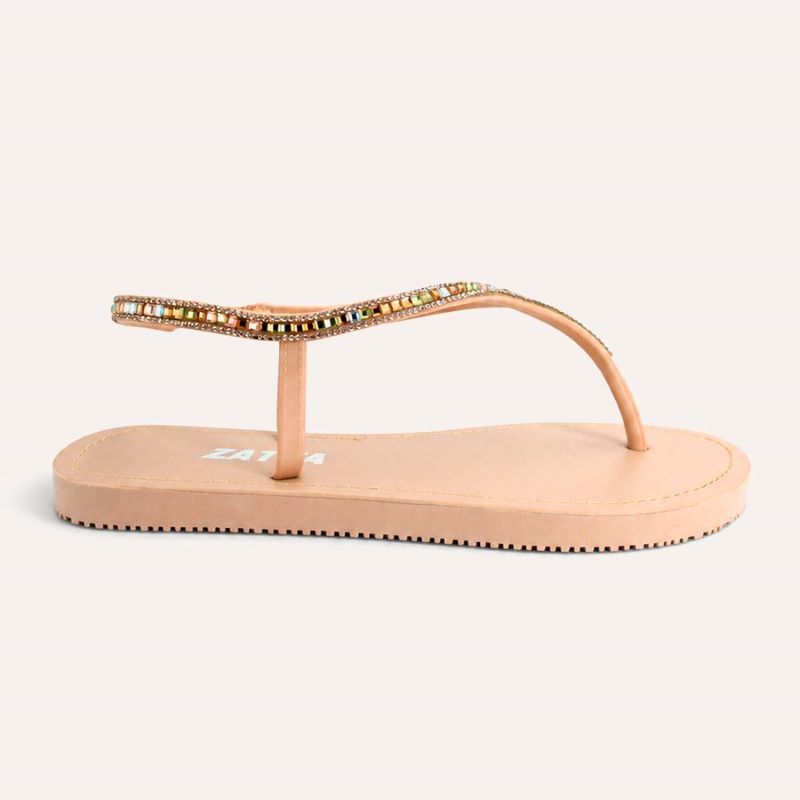 Chinelo Zatta com Strass e Tira Traseira Alana Multicolor