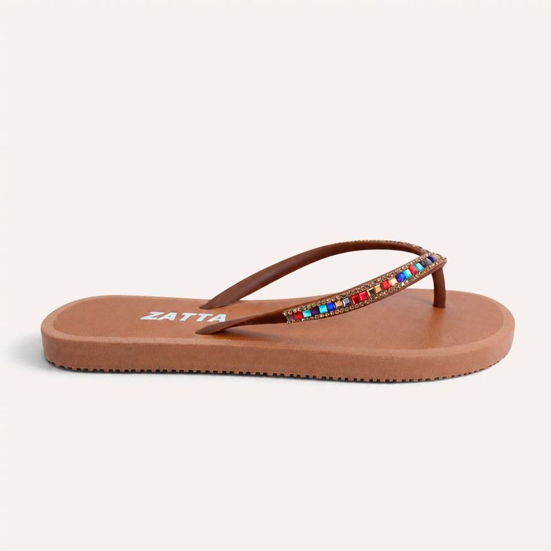 Chinelo Zatta de Dedo Strass Amora Caramelo