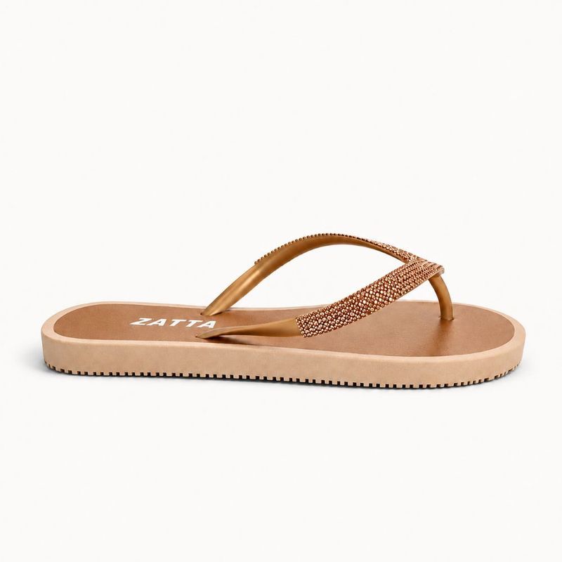 Chinelo Zatta de Dedo Strass Amora Bronze